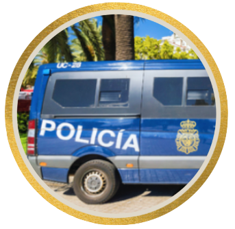 Blue Spanish Police van