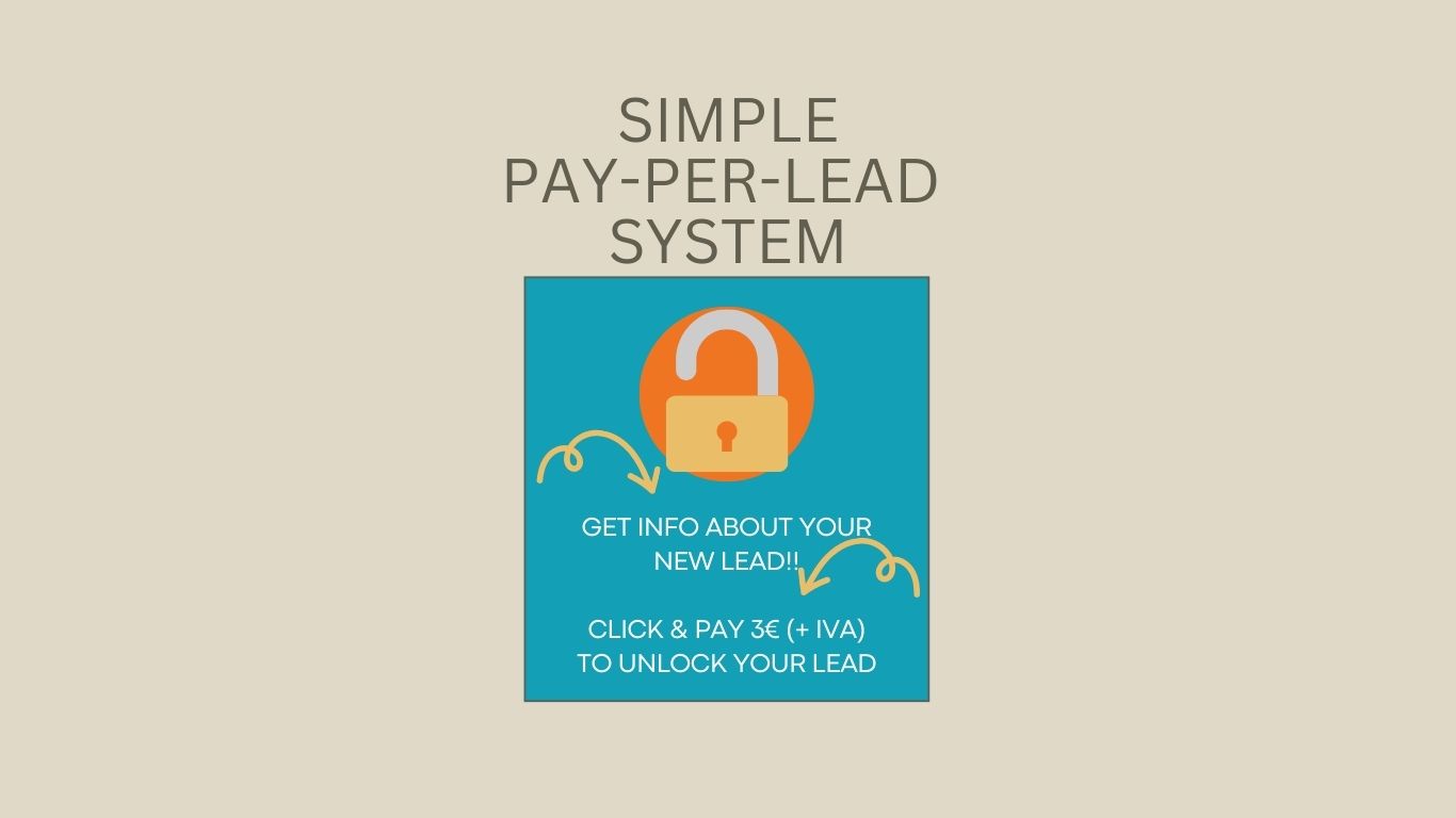 Properties for Sale in Spain illustration of simple and easy to use par per lead system for sellers and agents. Pay 3€ + iva to unlock your hot new lead.